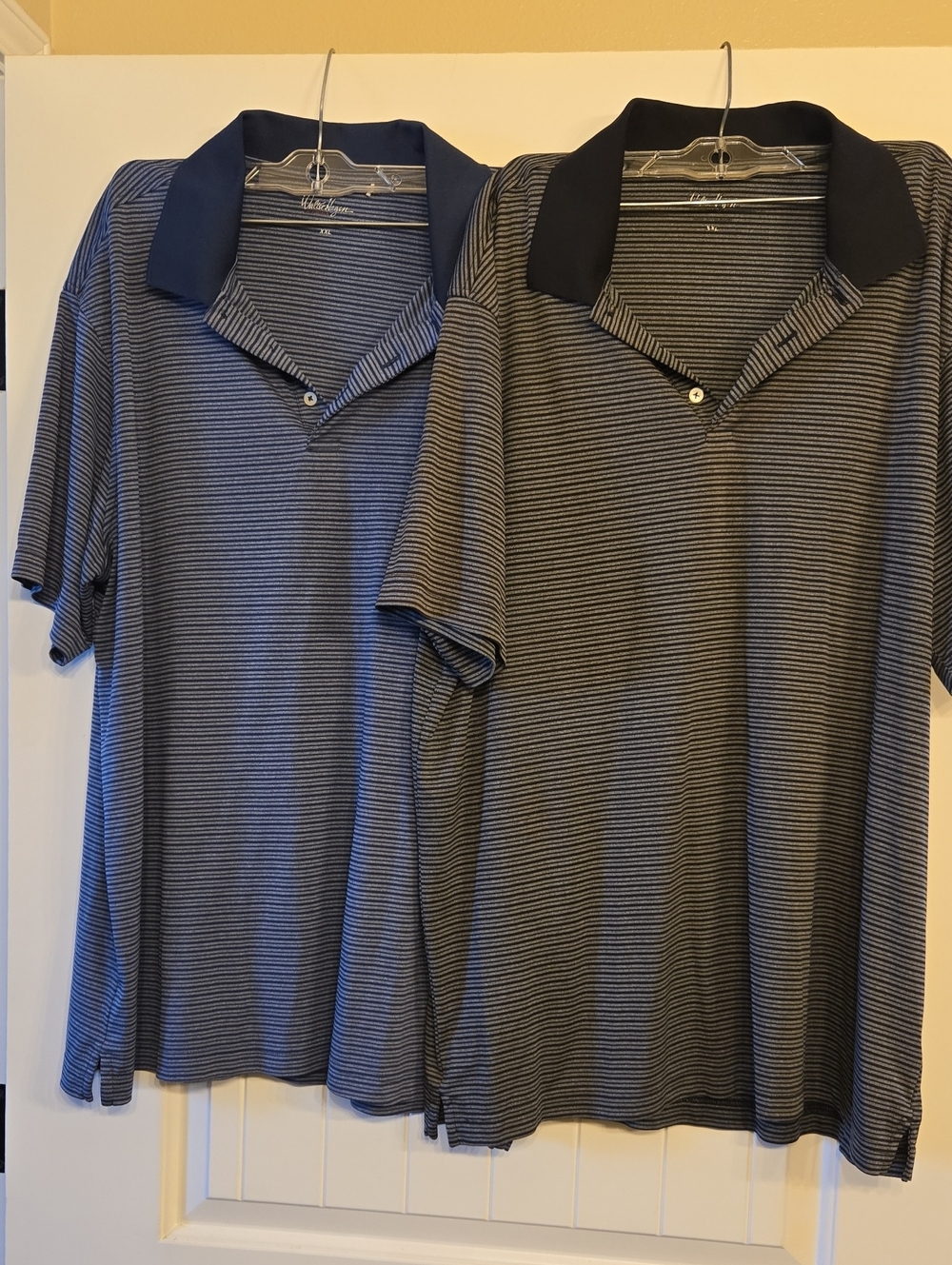 Walter Hagen Men's Striped Polo Duo in Blue and Black Collar
